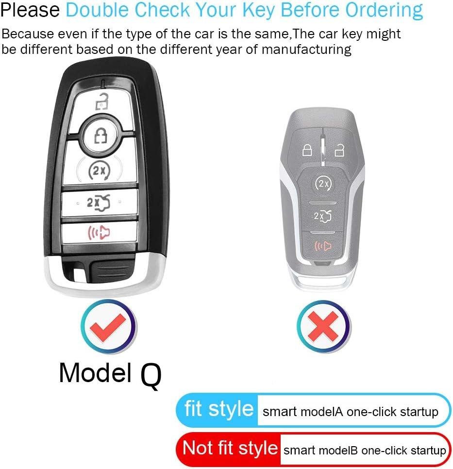 KFUGP1 Alloy Leather Car Key Fob Case Cover for Ford Fusion F150 F250 F350 F450 F550 Edge Explorer Escape Mustang 2018 2019 Protector