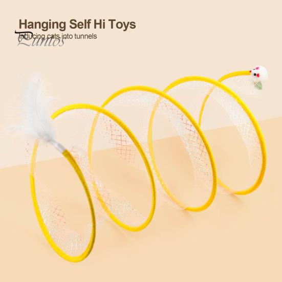 Мягкая интерактивная игрушка с перьями, складной туннель для котенка, туннель для котенка, трубка для кошек, игрушка для домашних животных