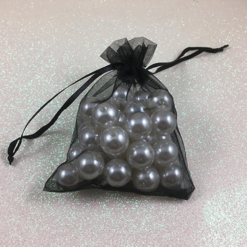50pcs Black Organza Jewelry Drawstring Small Cloth Bag Multi-size Gift Packaging Christmas And New Year Candy Gift Cloth Bag