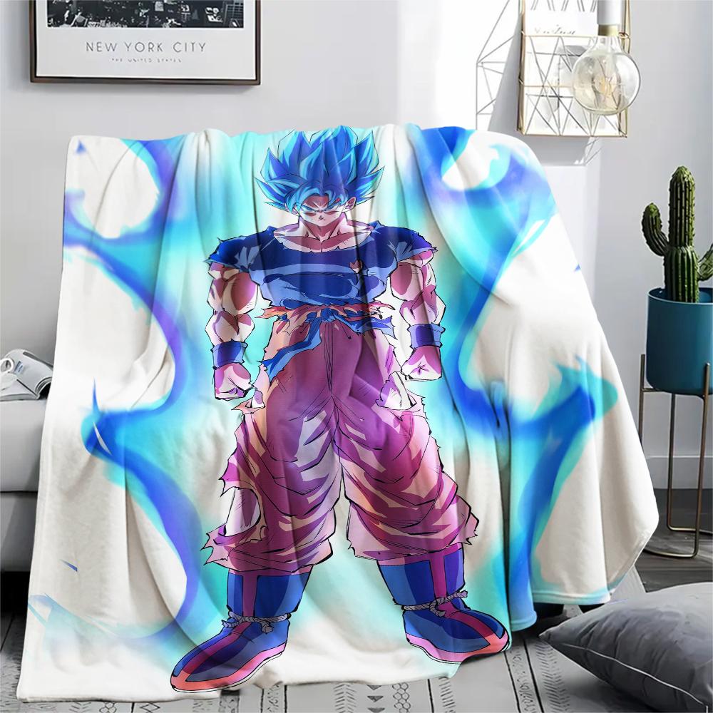 Dragon Ball Character Goku pattern Flannel Blanket, High quality Comfortable for All Seasons, Home Decor, Warmth and Comfort, Perfect for Gifts.