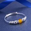 Silver Children's Bracelet Korean Edition Yellow Jade Marrow Ball Beaded Baby Silver Bracelet Pair S990 Foot Silver Bracelet