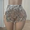 Sequin Tassel Skirt Wrap Belly Dance Sparkling Mini Skirt Fringe Hip Scarf for Rave Festival Outfit Clubwear Party Performance Costume
