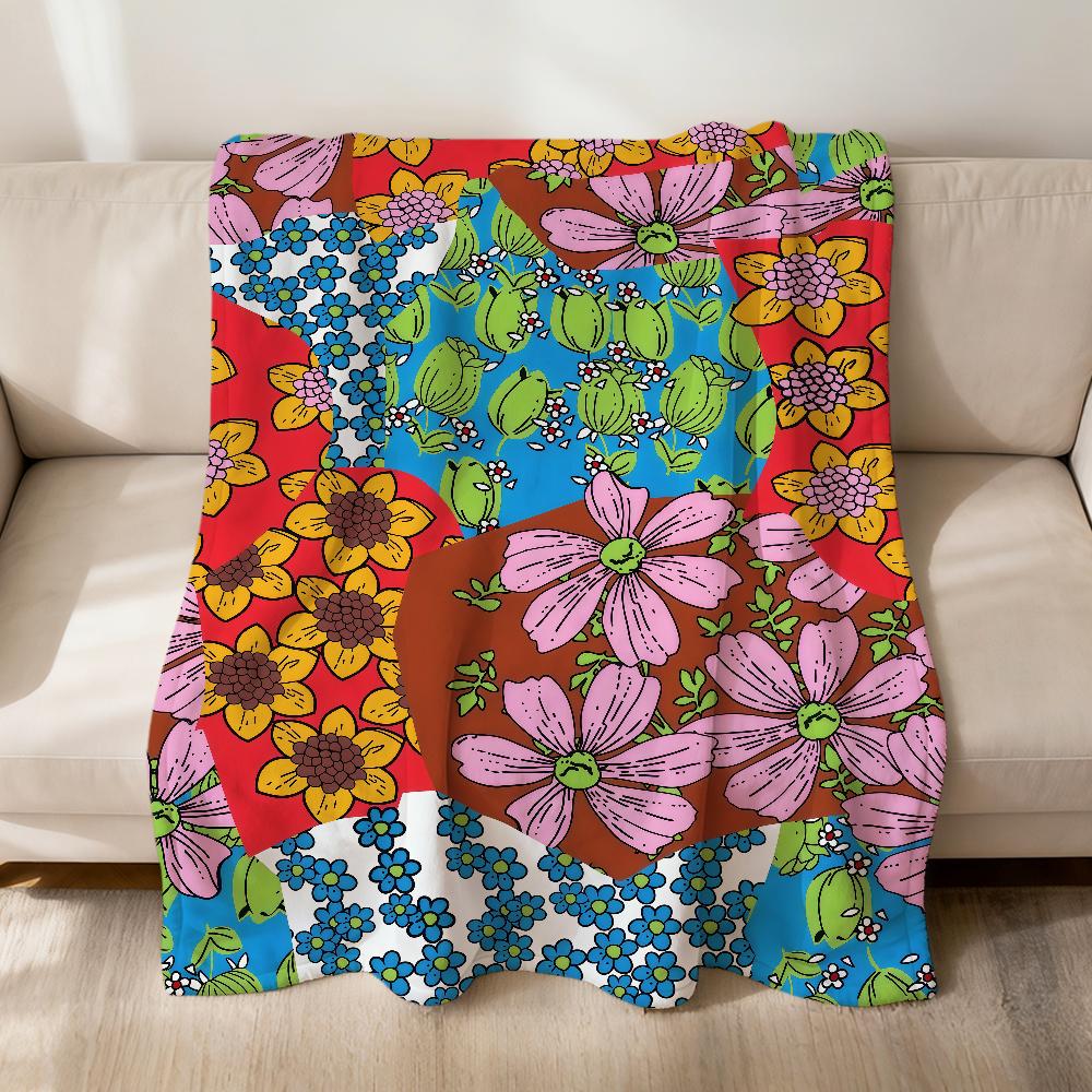 Modern fashion retro opulent flowers luxury Flannel soft warm plush blanket sofa living room hogar bed gift home Car portable