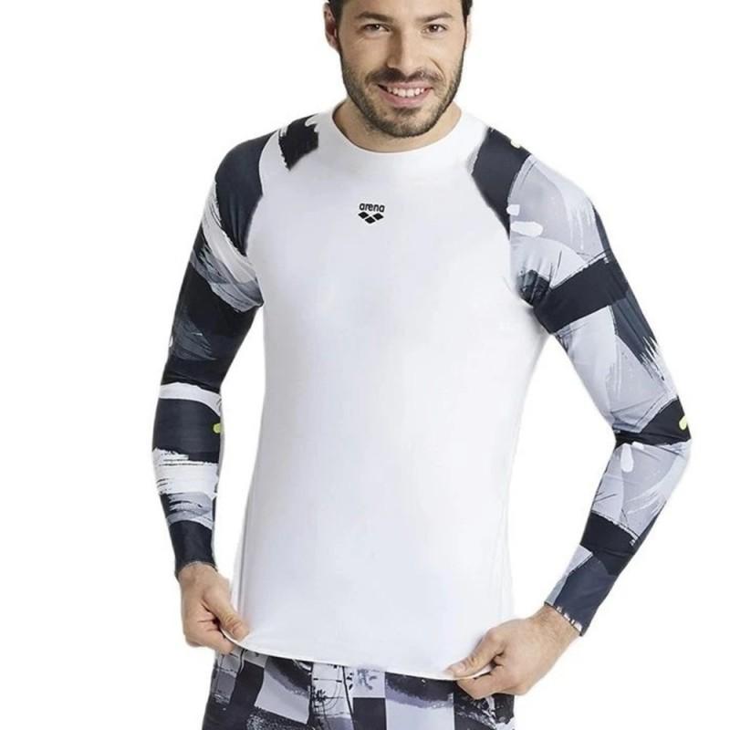 Mens Long Sleeve Rash Guard UPF 50 Quick Dry Compression Swim Shirt Surfing Diving Water Sports