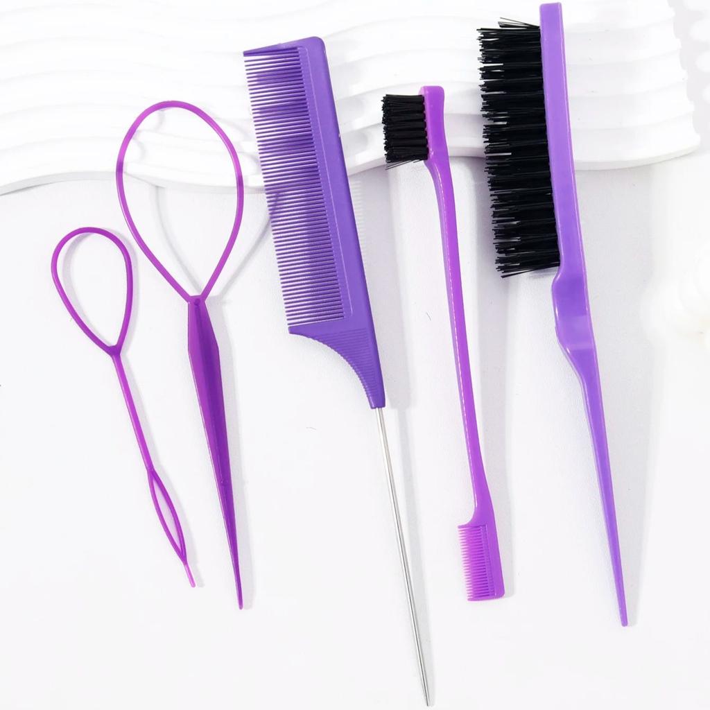 Набор из 5 расчесок для волос, повязка на голову, расческа «мышиный хвостик», двусторонняя кисточка для бровей, расческа для распутывания узлов, Специально для париков из натуральных волос