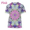 Летняя женская футболка с 3D принтом, сверкающая камуфляжная футболка с изображением мандалы, повседневный топ с большим коротким рукавом и круглым вырезом