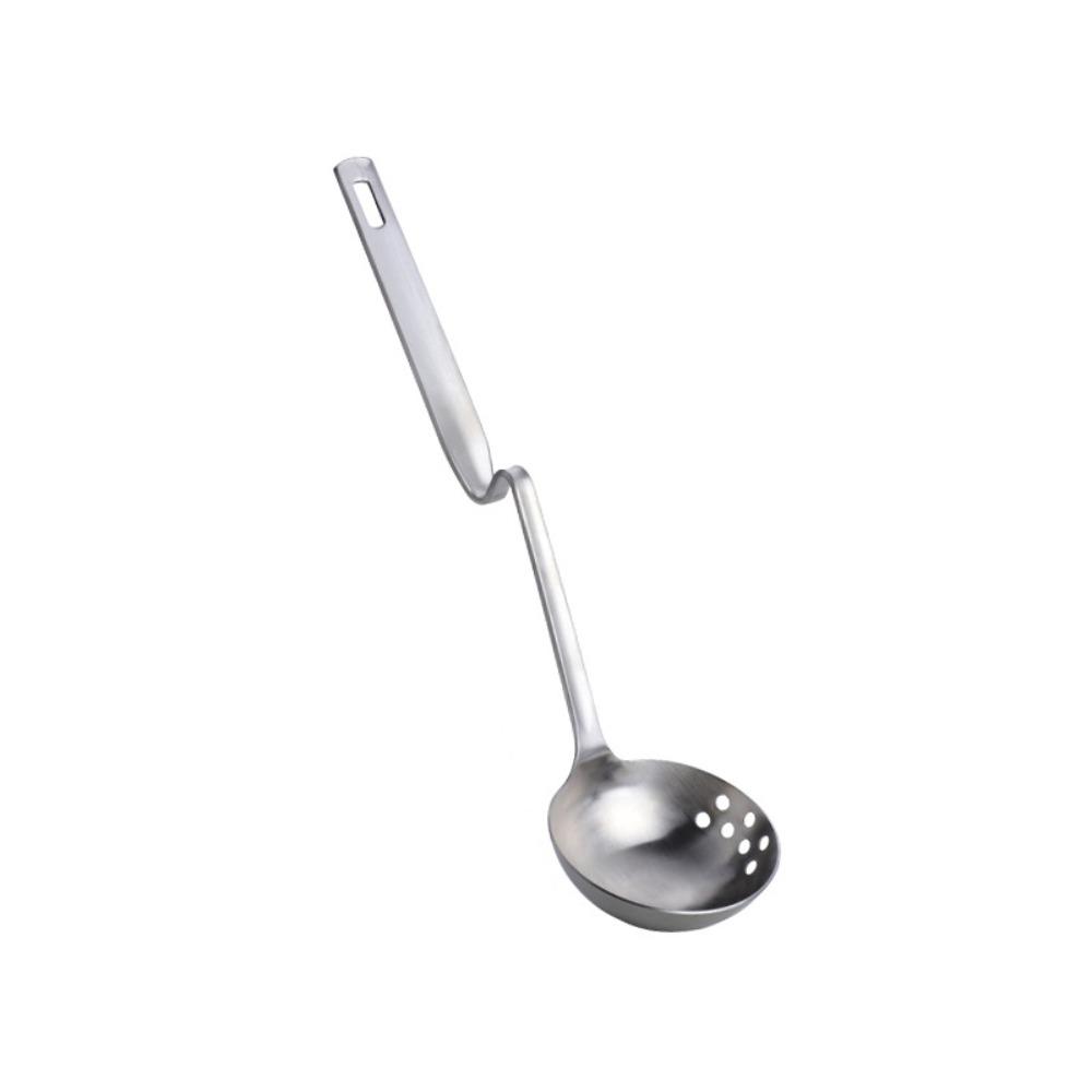 Anti Scalding Stainless Steel Soup Spoon Long Handle Oil Filter Skimmer Spoon Cooking Essential