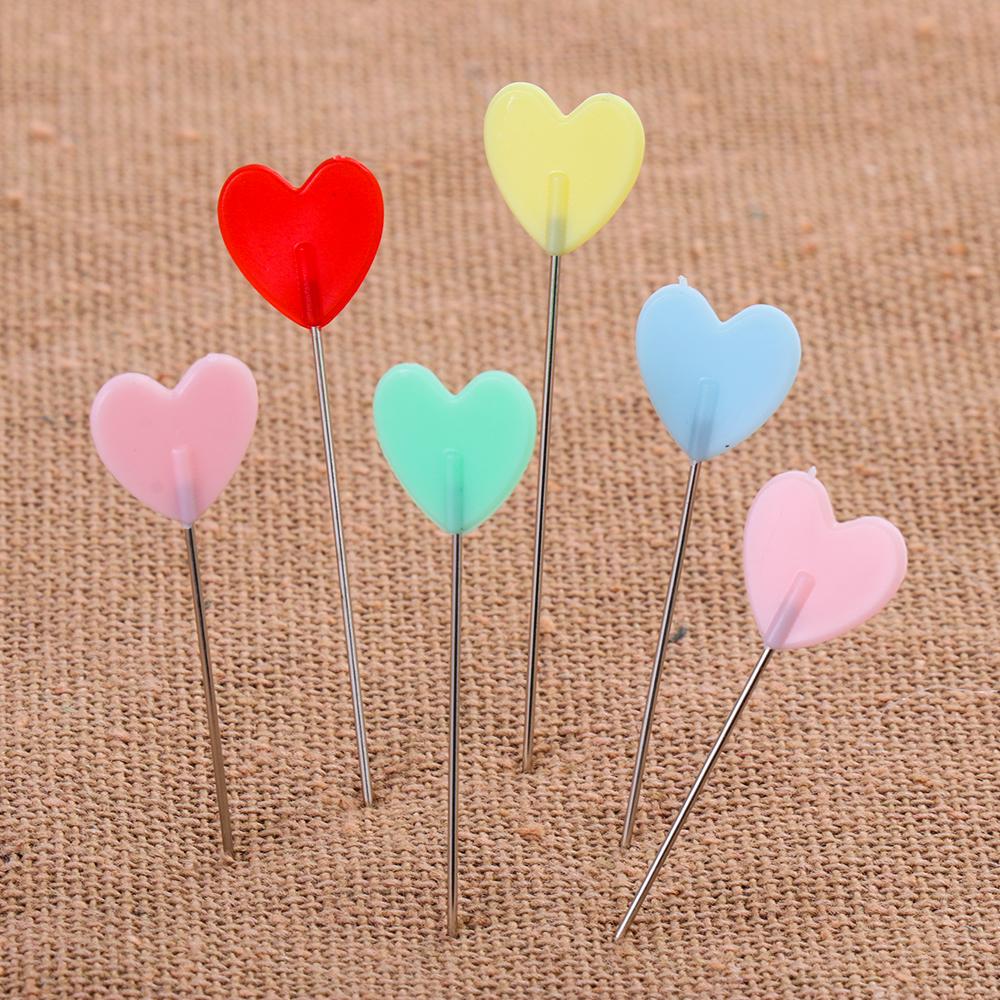 100PCS Craft Needles Colorful Mini Love Heart Quilting Sewing Pin Patchwork