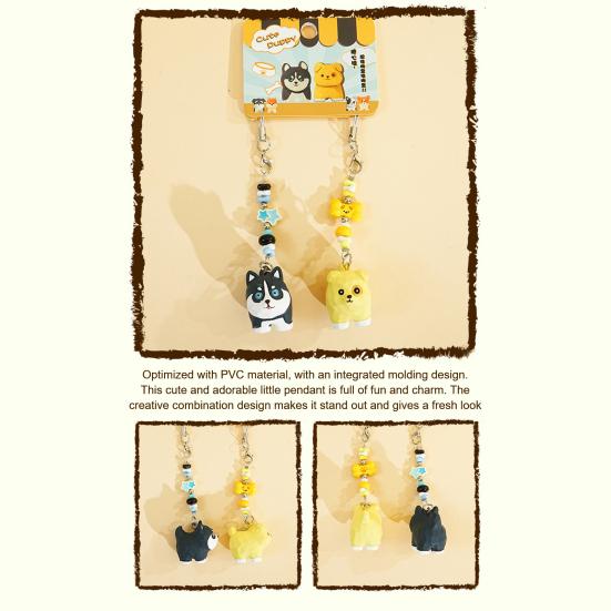 2Pcs Keychain Pendant Puppy Design Lightweight Miniature Key Holder Emotional Healing Keychain Backpack Accessories