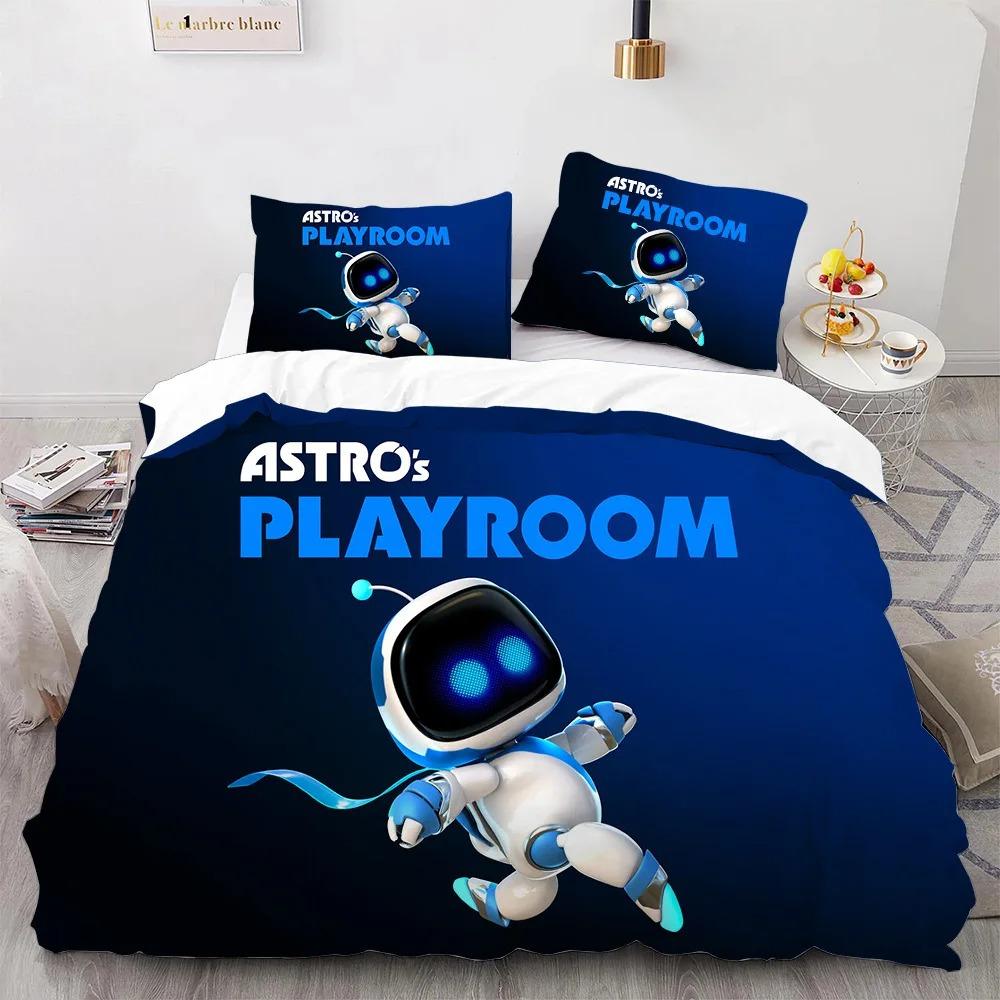 Astro Bot Cute Cartoon Bedding Set Duvet Cover Pillow Case Single Double King Size Adult Boys Bedroom