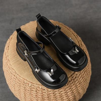 Женские лоферы Mary Jane на толстой подошве 2023 года — кожаные туфли JK в студенческом стиле с бантом, доступны маленькие размеры