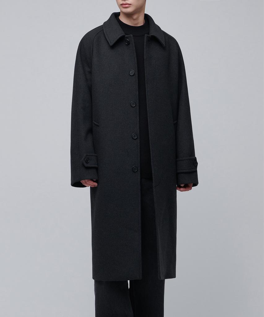 Musinsa Standard Cashmere Blend Oversized Balmacaan Coat [Charcoal Grey]