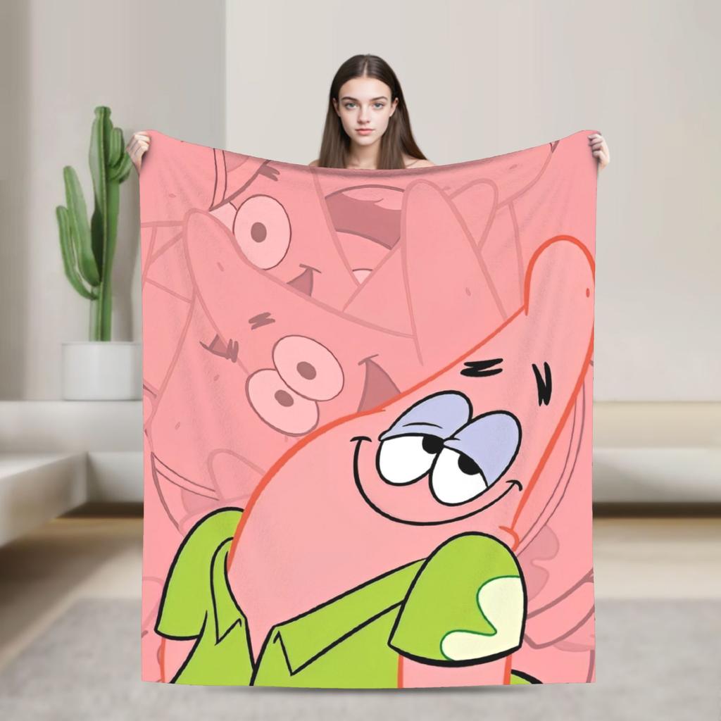 Cartoon Animated Blanket Cover SpongeBob SquarePants Fleece Throw Blankets Bedding Couch Portable Ultra-Soft Warm Bedspreads