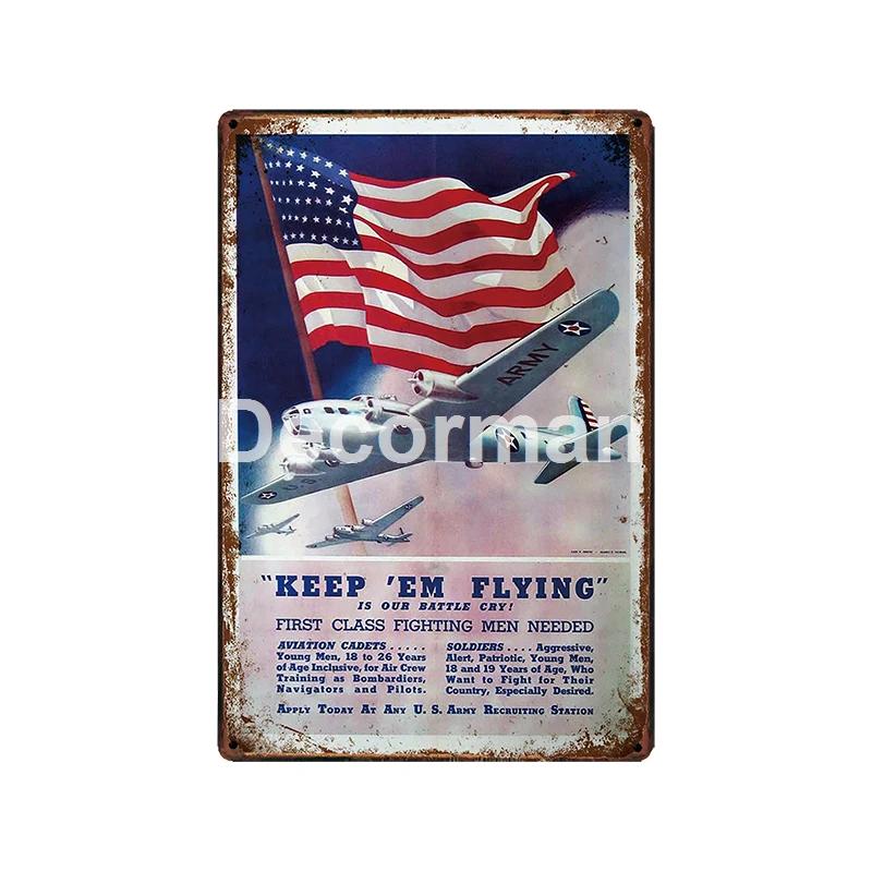 [ DecorMan ] Истребитель Войска АРМИИ США Металлические таблички Декор самолета LT-1988