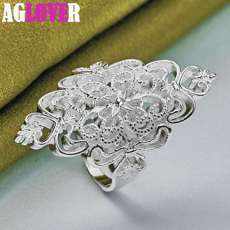 Ювелирные изделия из полого кольца с узором из стерлингового серебра 925 пробы