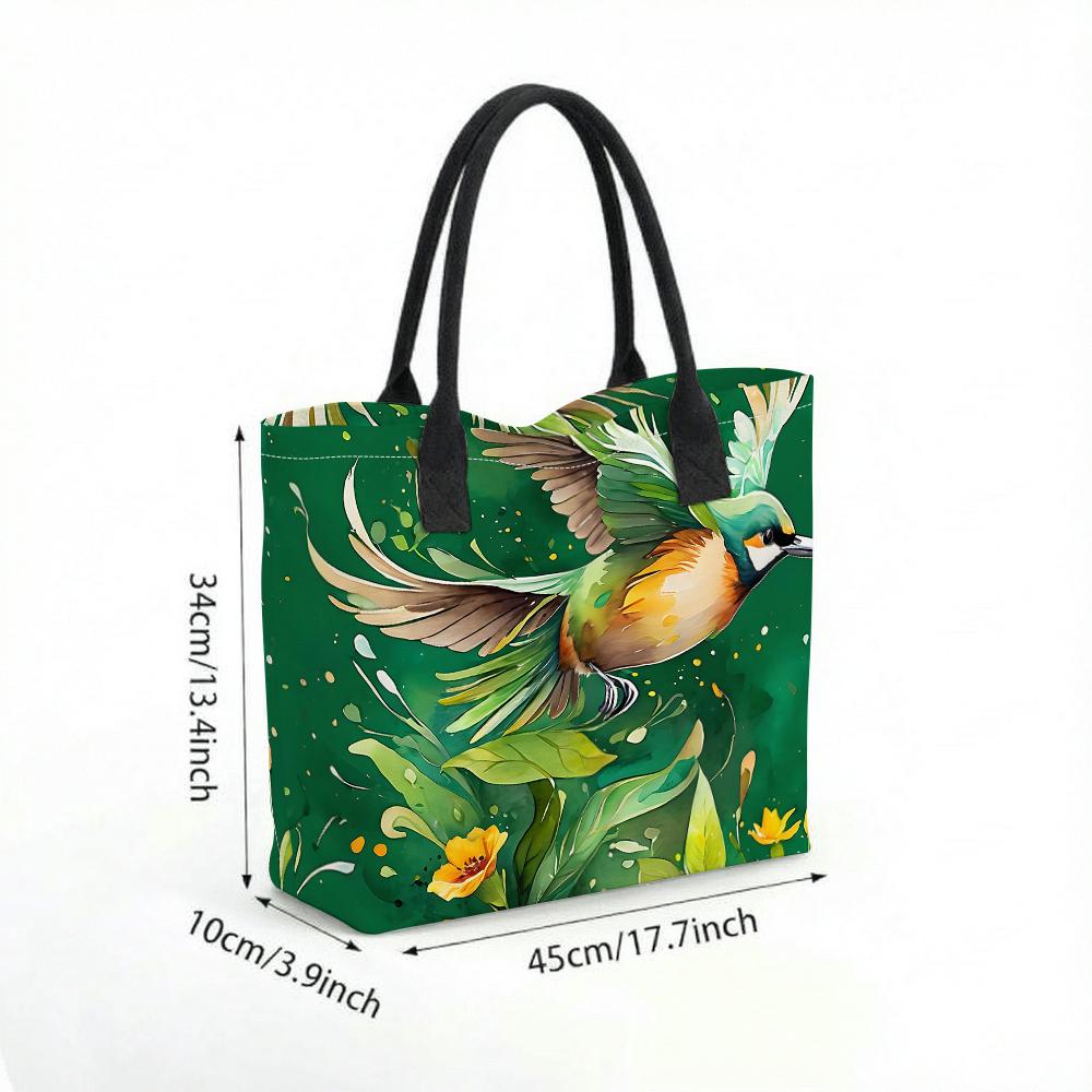 Hummingbird Print Tote Bag Casual Large Capacity Daily Handbag