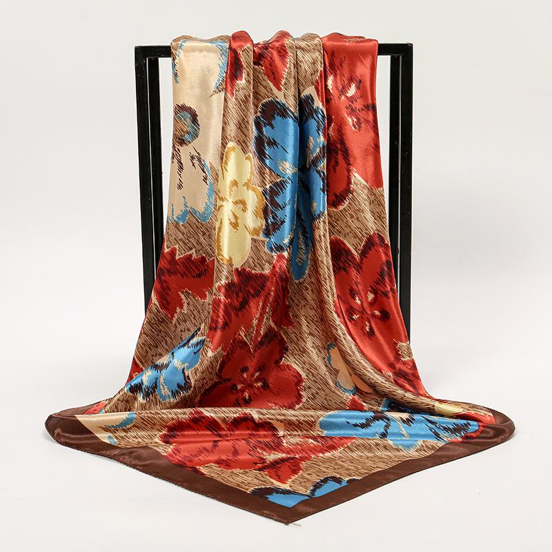 Spring and Autumn Women's Cashew Print Square Scarf Fashion Commuting Versatile Headscarf Stained Rose Square Scarf