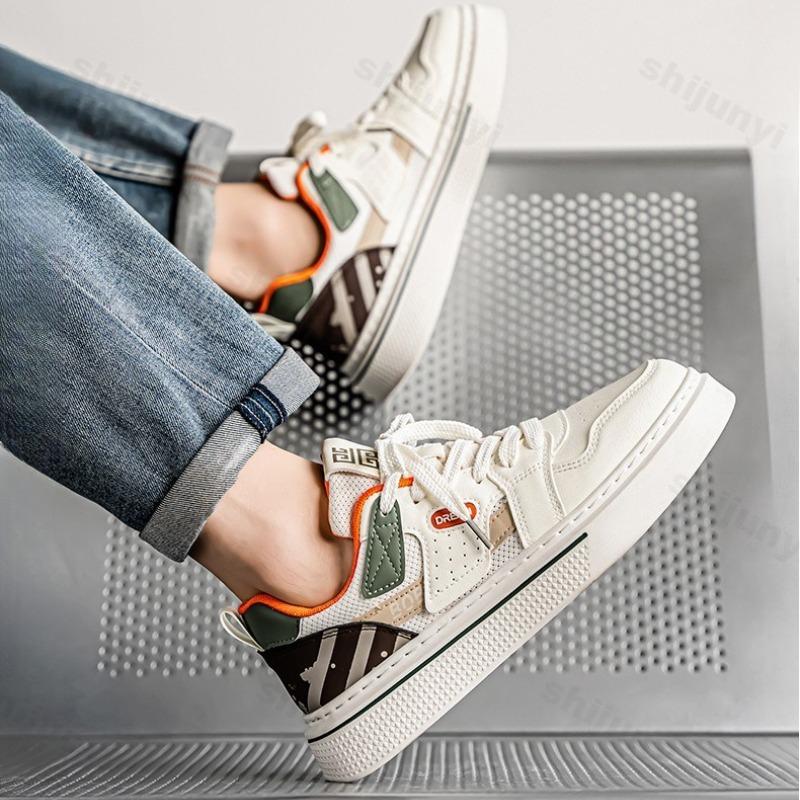 Модная мужская обувь 2025 Лето Новая нишевая модная тенденция Универсальная дышащая мягкая подошва Повседневная спортивная обувь Низкие кеды на плоской подошве на шнуровке