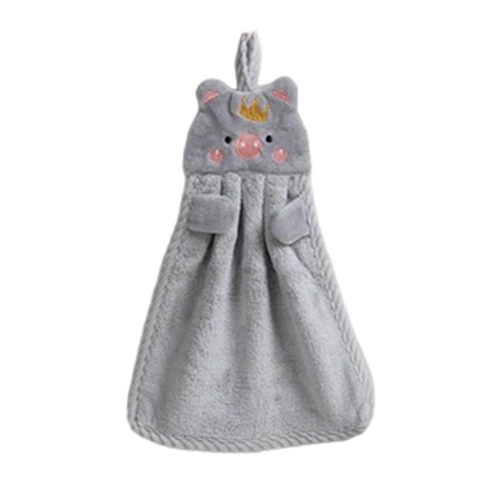 Полотенце для рук из кораллового вельвета с петелькой для подвешивания, полотенце с кавайной свинкой