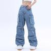 Multi-Pocket Washed Cargo Pants Women New Heavy Industry