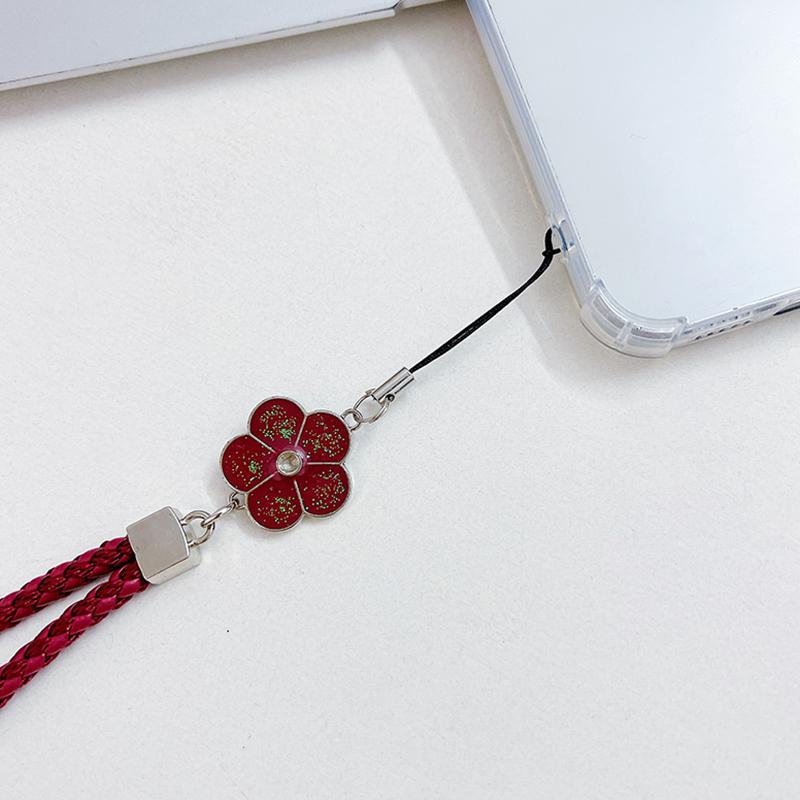 Wrist Anti-Lost Hanging Cord Pu Leather Rope Flower Mobile Phone Strap Cell Phone Lanyard Mobile Phone Lanyard Keychain