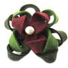 [P3687] - Burgundy Green 'Capucines' Designer Brooch