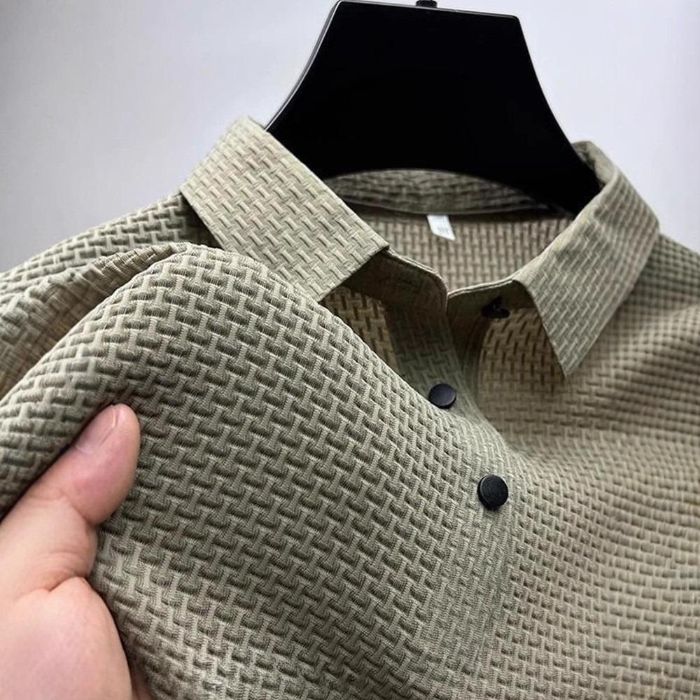 2025 Новая эластичная рубашка из ледяного шелка, удобная дышащая спортивная рубашка для фитнеса для мужчин с коротким рукавом