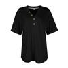 Women's Fashionable Casual Short Sleeved Solid Color V-neck Button Top