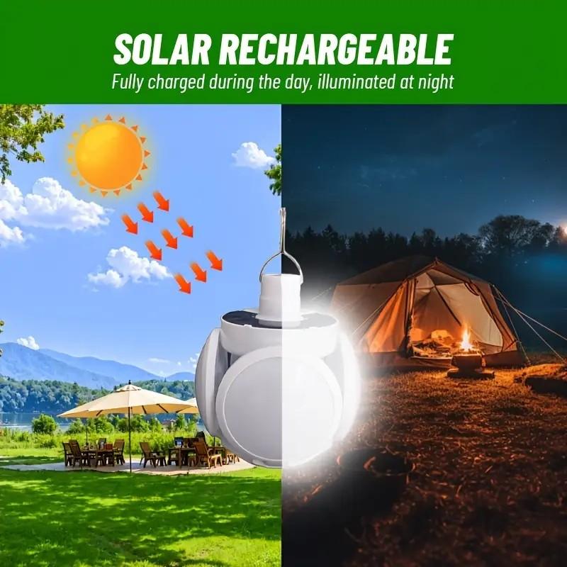 Portable Outdoor Folding Light Solar/Usb LED Soccer Bulb Flashlight for Camping Hiking Fishing Serves Handheld Emergency Lamp