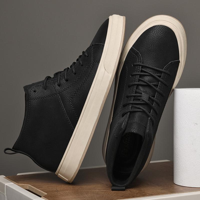 Hot Sale Stylish Men's Boots Genuine Leather Ankle Boots Fashion British Trend Male Vulcanized Shoes Non-Slip Outdoor Walk Shoes