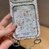KEYSION Женский Девичий Чехол для Телефона с Цветком для iPhone 14 15 16 17 Pro Max с Карманом для Карт, Противоударная Крышка с Цепочкой-Браслетом из Бусин