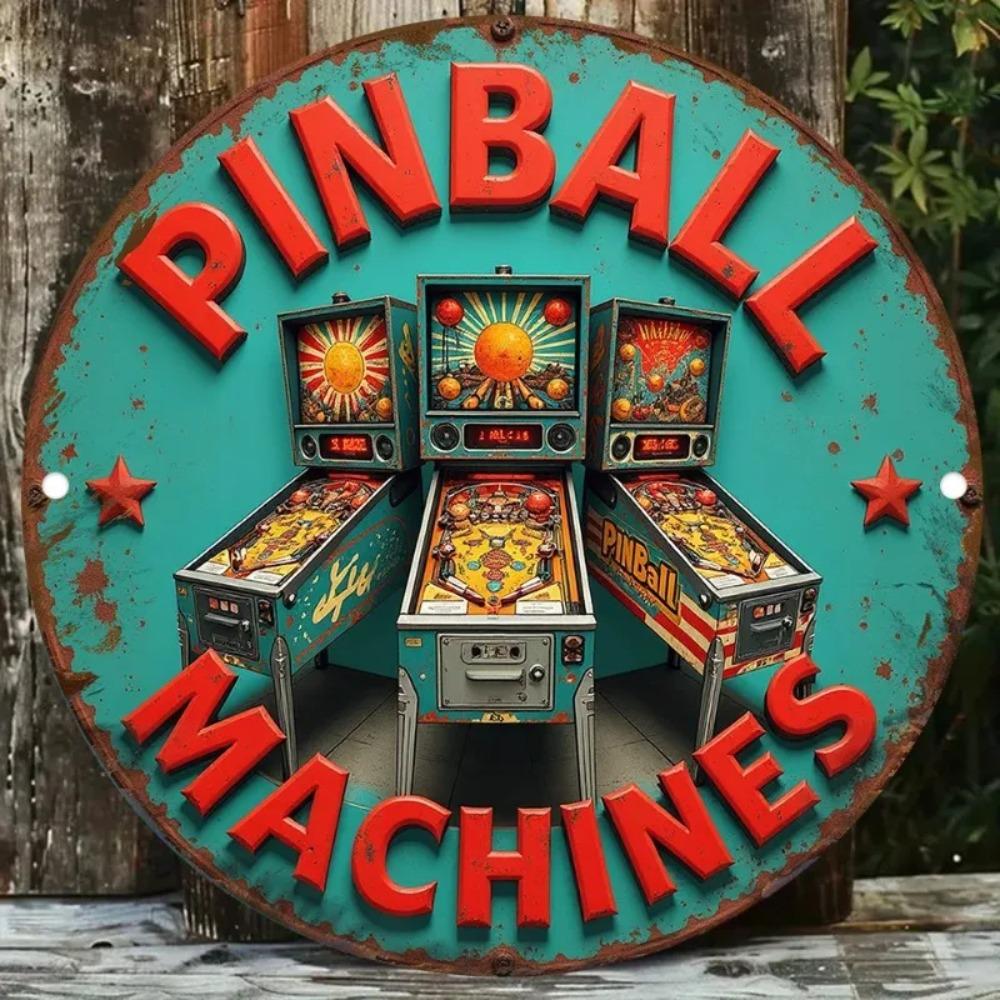 Винтажная металлическая табличка xcm Arcade Pinball D-печать Круглое настенное искусство для домашнего бара, гаража