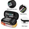 Pencil Bag Printed Wear Resistant Polyester Secure Zipper Closure with Main Compartment Mesh Pocket and Pen Slots for Students