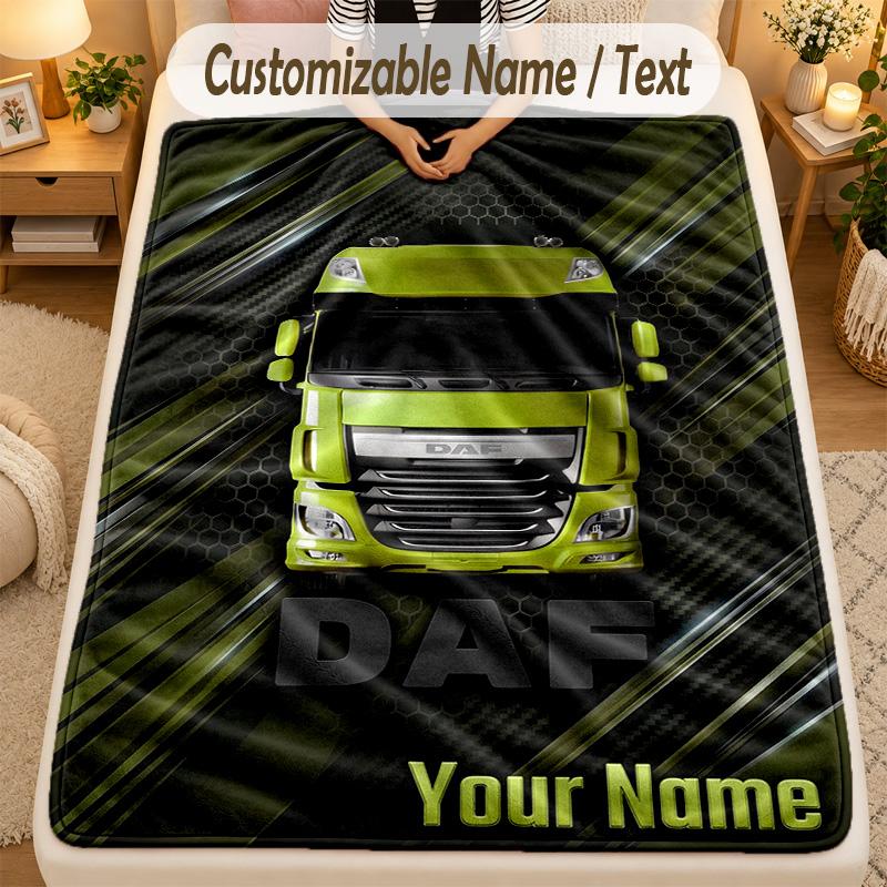 Flannel BlanketDAF Custom Name Text Personalized Soft Warm Throw Blanket Home Decor Gift