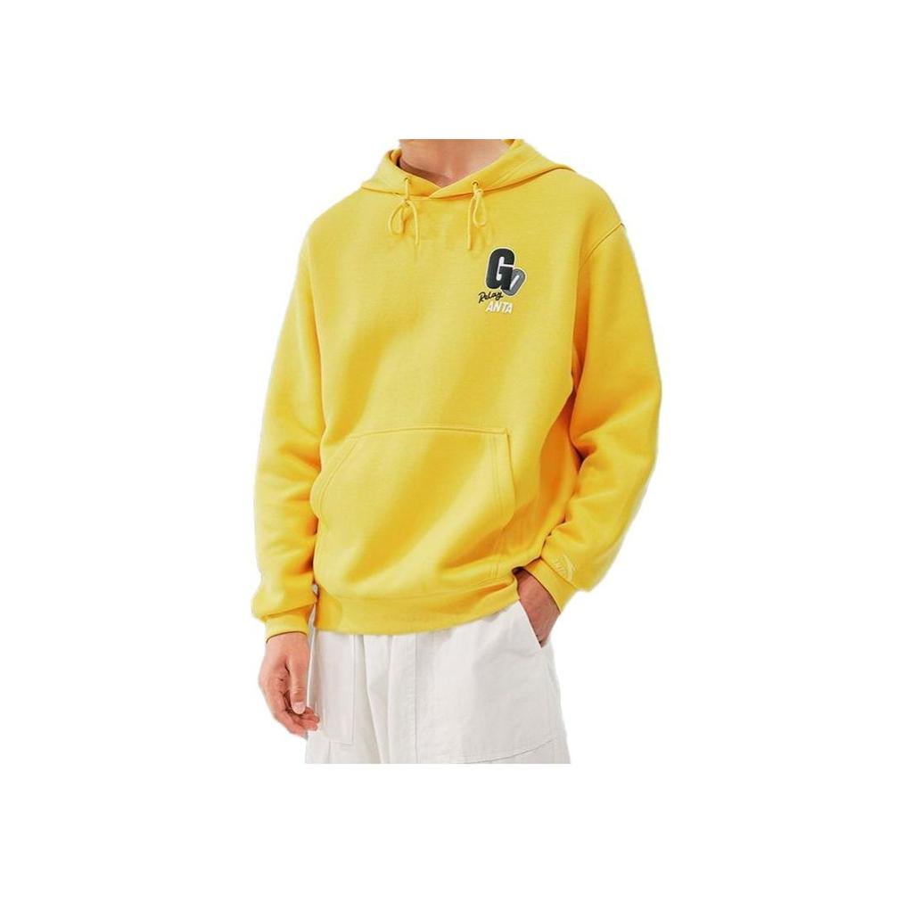 Anta Life Series Толстовка с капюшоном с геометрическим узором и буквенным принтом Мужские топы Желтый 152318704-3