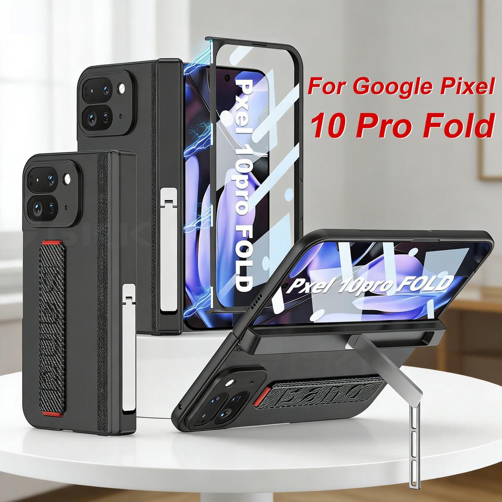 Magnetic Hinge Stand All-included Case for Google Pixel 10 9 Pro Wrist Strap Armor Screen Glass Cover for Pixel 10 Pro Fold Case