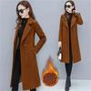 Female Woolen Coat Velvet Women's Double-Breasted Woolen Coat Spring And Autumn Woolen Coat Fashion Collar Thick Trench