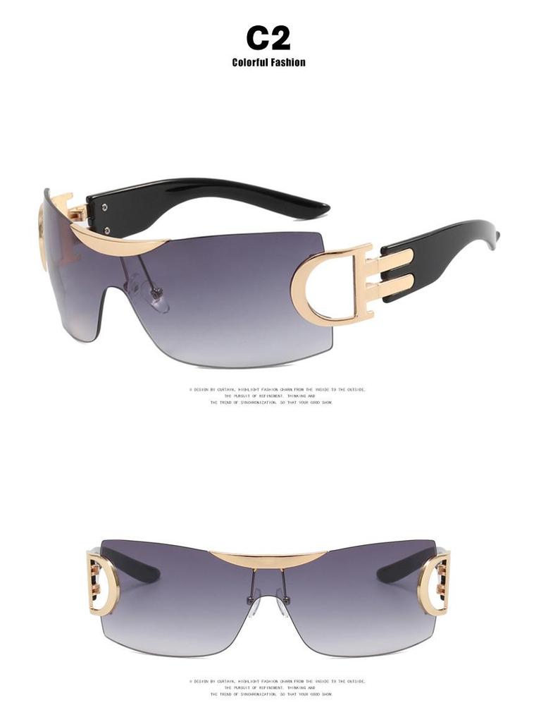 Большие безободковые солнцезащитные очки Y2K 2022 - Футуристичный спортивный дизайн