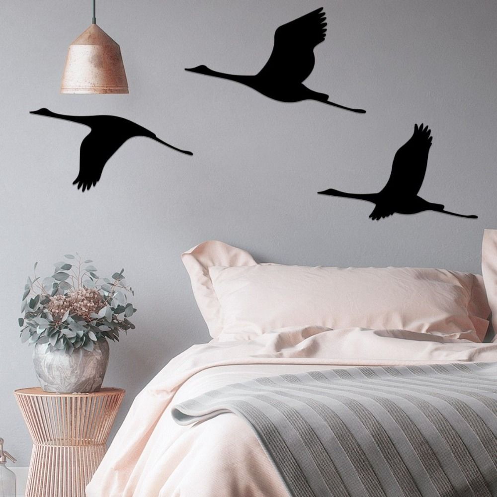 3Pcs/set Cartoon Bird Hanging Pendant Black Metal Hanging Ornaments Wild Goose Wall Pendant Bedroom