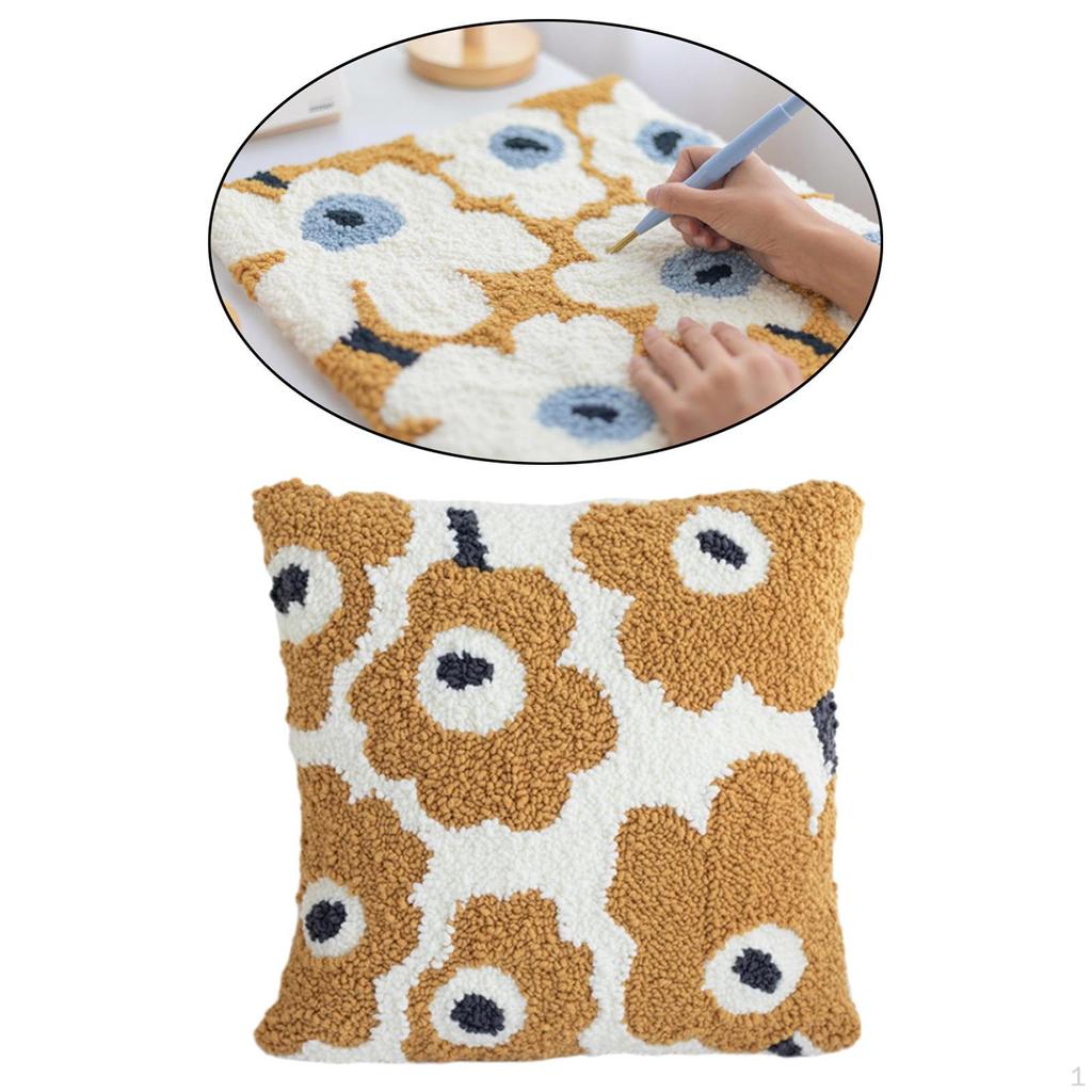 16x16 '' Punch Embroidery with Pattern, Yarns, Making Tools for Rug Pillowcase W/