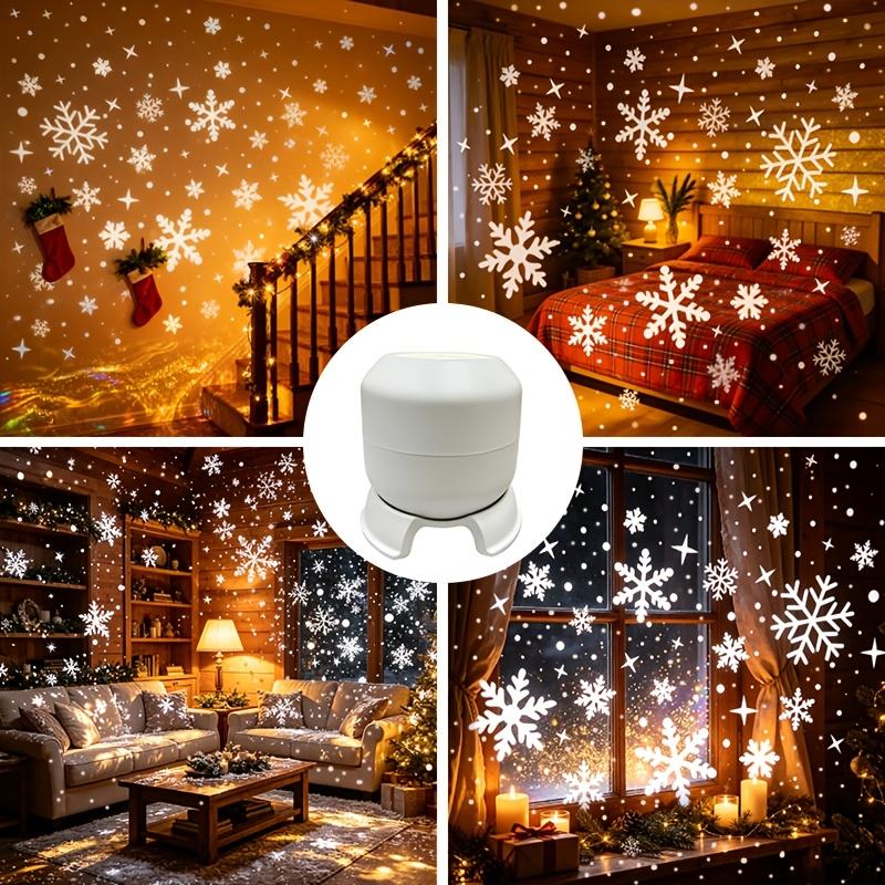 16 Pattern 360 Degree Rotating Snowflake Projection Lamp USB Plug and Play Holiday Bedroom Party Desktop Decor Light