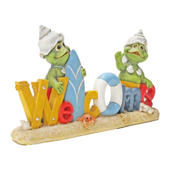 Мультяшный туман статуэтка настольный знак смола письмо добро пожаловать домой лягушка статуя скульптура для внутреннего и наружного сада настольное украшение орнамент