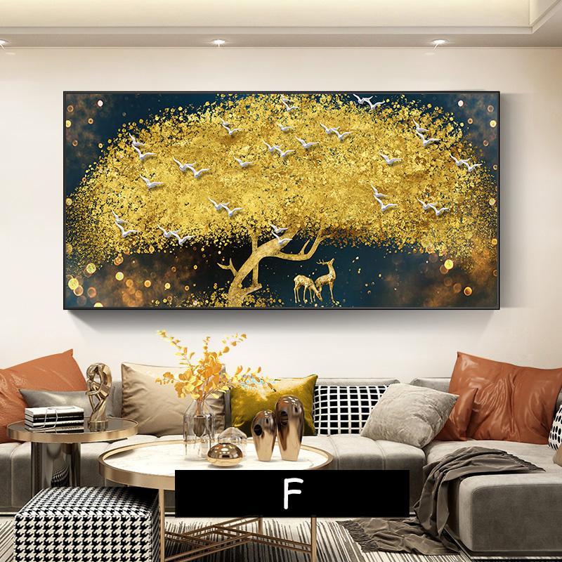 Yellow Golden Money Tree for Living Room Decoration Painting Rich Tree Canvas Painting Wall Pictures Landsdcape Posters Prints