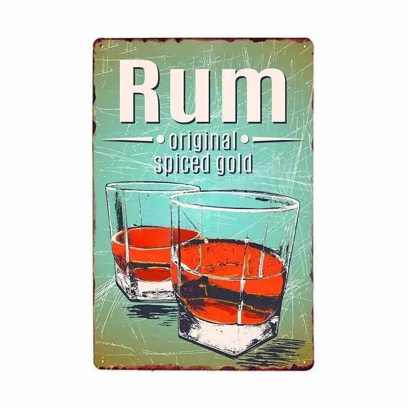 Cold Beer Rhum Vintage Metal Sign Tin Decor Plaque Decor Pub Cafe Brewery Wine Rum Wall Art Posters Metal Signs Decorative Plate