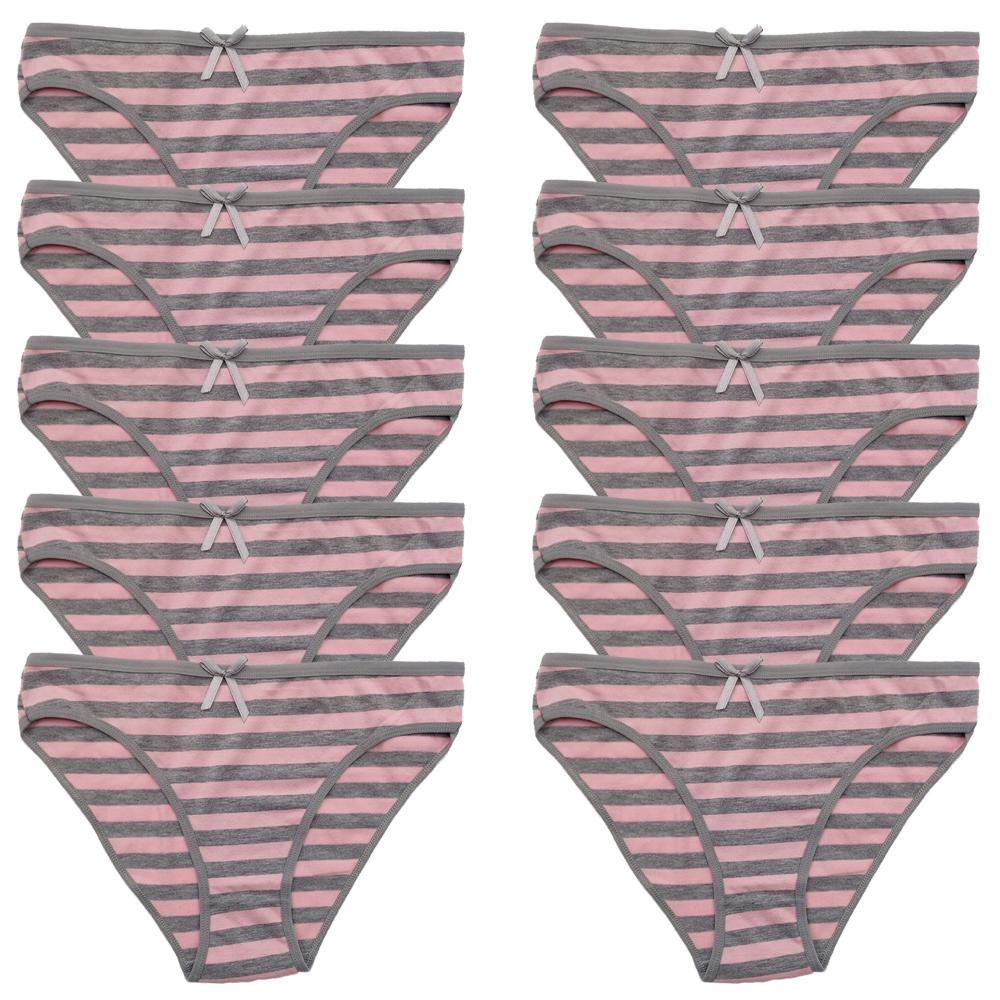 Cotton Panties for Woman Sexy Lace Underwear Briefs Set Lingerie Girls Ladies Bikini Underpants Striped Print Knickers 10Pcs/set