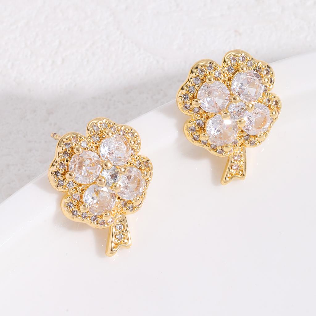 Four-Petal Flower Necklace Women'S Light Luxury High-End Inlaid Zircon Set