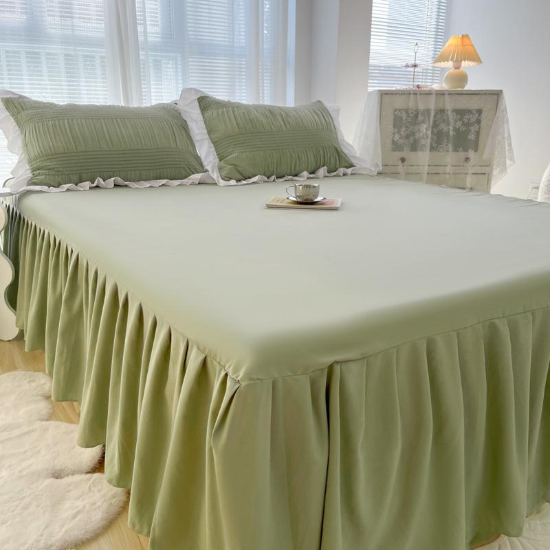 1 шт. однотонная юбка-кровать с кружевом, всесезонное покрывало с оборками Queen/King roupa de cama(Без наволочки)