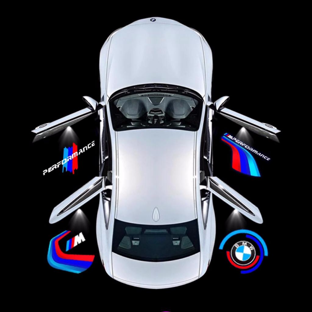 2PCS Upgraded LED Laser Car Door Welcome Anti Fade HD Projector Courtesy Shadow Light Easy Install Replacement Parts For BMW MP1