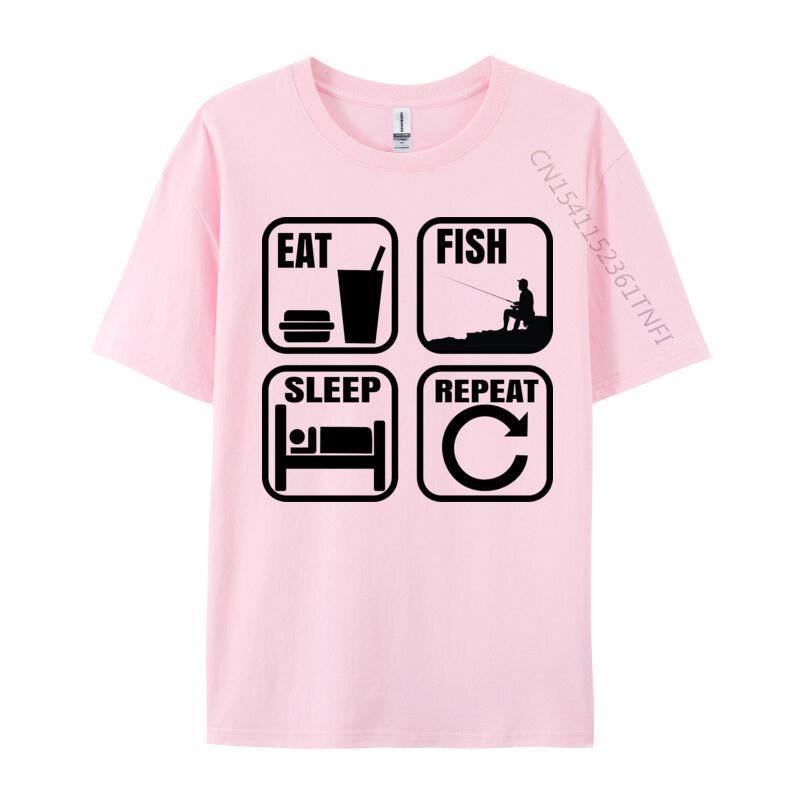 Eat Sleep Fish Repeat Tshirt Design TShirt Slim Fit Premium Cotton Man Tops Shirts Comfortable Black