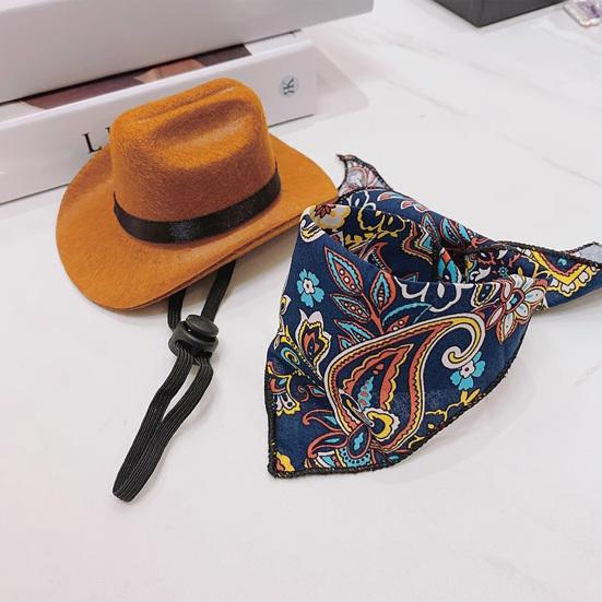 Ковбойская шляпа для питомца, мини-кепка для косплея, бандана, шарф, аксессуары для костюма на Хэллоуин для маленьких и средних собак, кошек, украшение для вечеринки